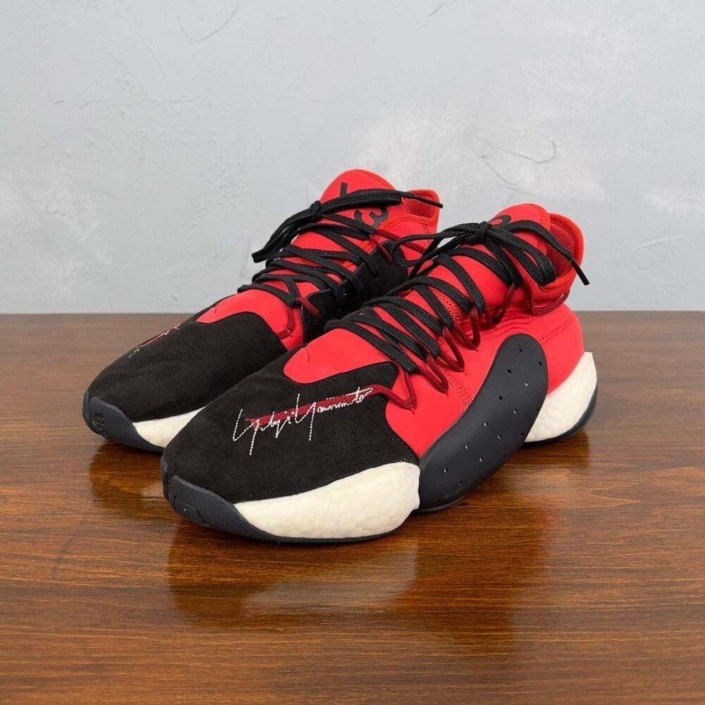 Y-3 Adidas Yohji Yamamoto BYW BBall Black Red White Sneakers BC0338 Men's 10.5
